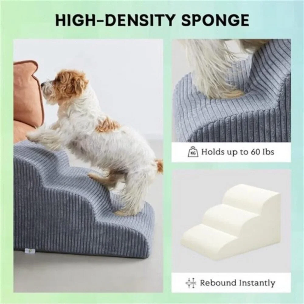 Dog Stairs & Steps for High Beds, 4 Steps High Density Foam Waterproof Dog Ramp